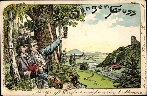 Künstler Litho Michaelis, Sängergruß, wandernde Sänger