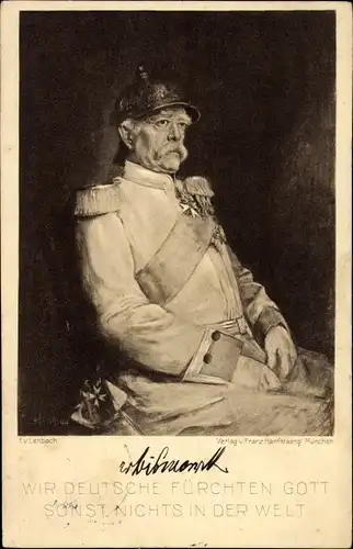Ganzsachen Künstler Ak Lenbach, Fürst Otto von Bismarck, Zitat