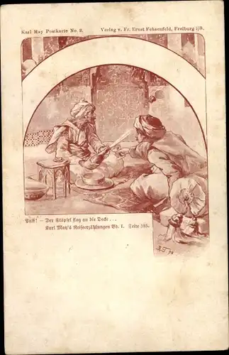 Ak Karl May Postkarte No. 2, Reiseerzählungen Band 1 Seite