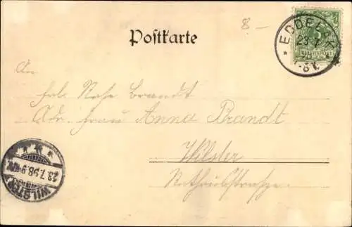 Ak Eddelak in Dithmarschen, Gasthof, Kirche, Denkmal, Bahnhof