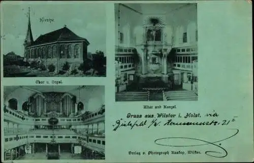 Ak Wilster in Holstein, Kirche, Innenansicht, Orgel, Altar