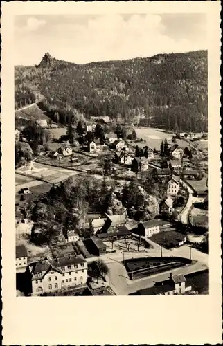 Ak Oybin in der Oberlausitz, Blick n. d. Scharfenstein