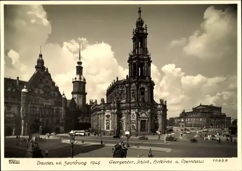 Ak Dresden Altstadt, Georgentor, Schloss, Hofkirche, Opernhaus, Hahn 10898