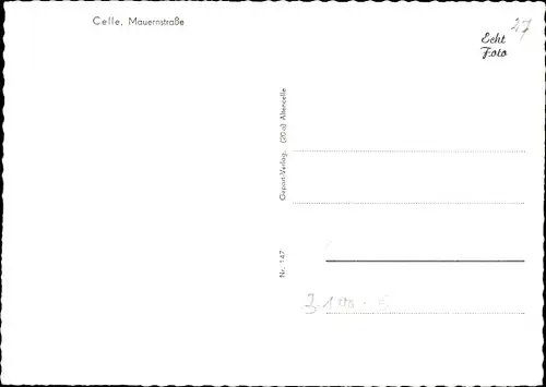 Ak Celle in Niedersachsen, Mauernstraße, Handlung für Damenhüte, Gasthof