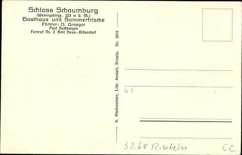 Ak Rinteln im Wesergebirge, Schloss Schaumburg