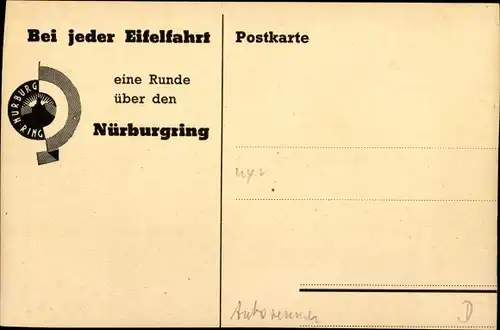 Ak Nürburg in der Eifel, Blick v. d. Hohen Acht auf die Nürburg, im Vordergrund das Karussell