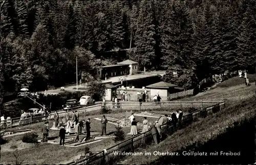 Ak Wildemann Clausthal Zellerfeld im Oberharz, Golfplatz, Freibad