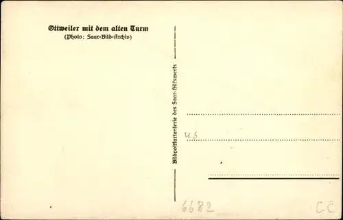 Ak Ottweiler im Kreis Neunkirchen Saarland, Häuser mit altem Turm
