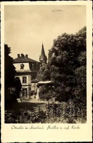 Ak Ottweiler im Saarland, Pavillon, Evang. Kirche