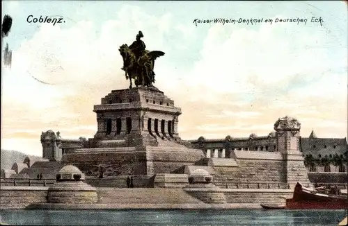 Ak Koblenz am Rhein, Kaiser Wilhelm Denkmal am Deutschen Eck