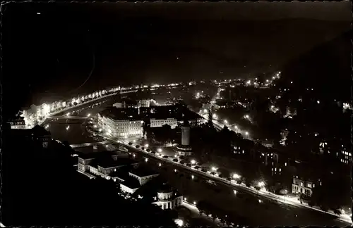 Ak Bad Ems an der Lahn, Stadt bei Nacht aus der Vogelschau