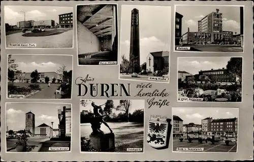 Ak Düren im Rheinland, Kirchen, Rathaus, Stadtpark