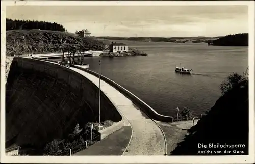 Ak Gräfenwarth Schleiz im Vogtland Thüringen, Bleilochtalsperre, Sperrmauer, Ansicht v. d. Gans