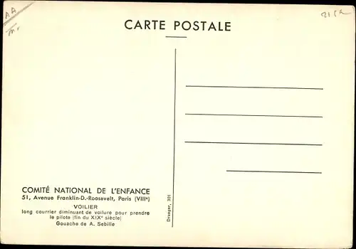 Künstler Ak Sebille, Voilier du XIXe siecle, Segelschiff