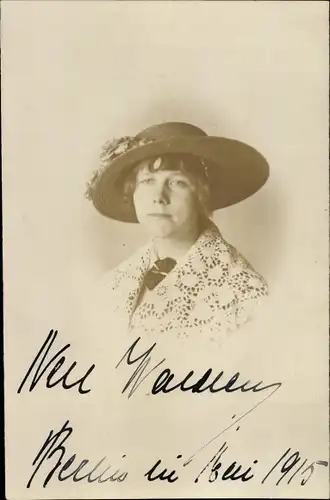 Foto Ak Portrait einer Frau mit Hut, Berlin 1915
