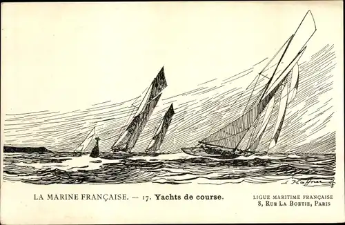 Künstler Ak Haffner, L., Yachts de course, La Marine Francaise