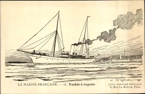 Künstler Ak Haffner, L., La Marine Francaise, Yachts a vapeur