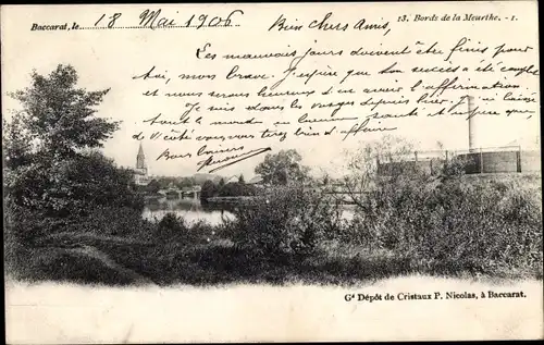 Ak Baccarat Meurthe et Moselle, Ortsansicht, Bords de la Meurthe