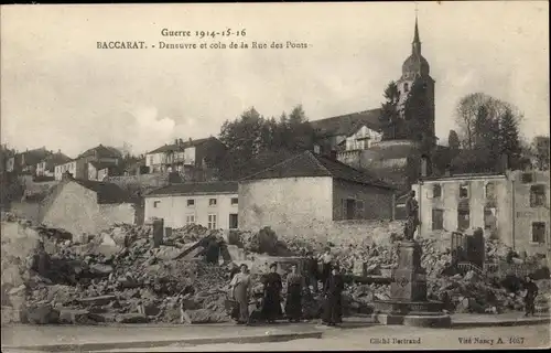 Ak Baccarat Meurthe et Moselle, Deneuvre et coin de la Rue des Ponts