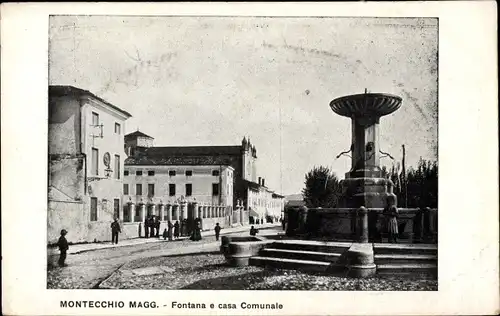 Ak Montecchio Maggiore Veneto Venetien, Fontana e casa Comunale