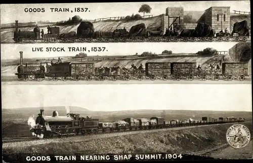 Ak Britische Eisenbahnen, Goods Train, Live Stock Train 1837, Shap Summit