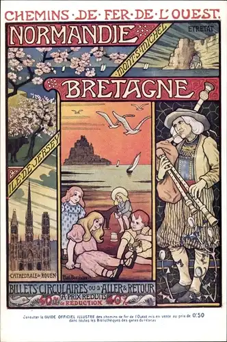 Künstler Ak Chemins de Fer de l'Ouest, Normandie-Bretagne, Tracht, Kinder, Ile de Jersey