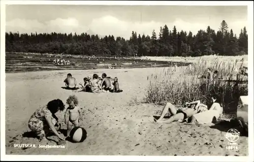 Foto Ak Skutskär Schweden, Sandbankarna, Badestrand