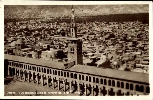 Ak Damaskus Syrien, Vue générale, minaret de la grande Mosquee