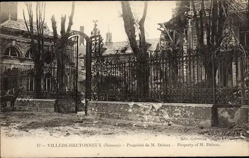 Ak Villers Bretonneux Somme, Propriete de M. Delaux