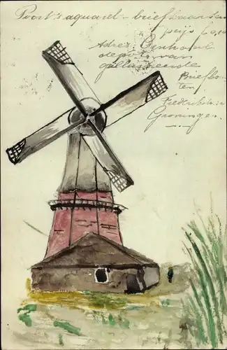 Ak Niederlande, Windmühle, Wiese