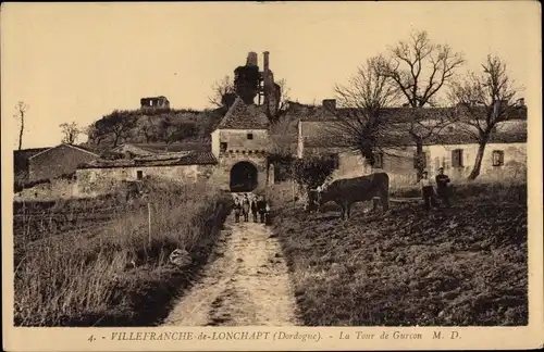 Ak Villefranche du Longchapt Dordogne, La Tour de Gurcon