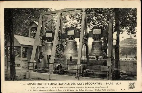 Ak Paris, Exposition Internationale des Arts Decoratifs 1925, les Cloches de Corbie, Glocken