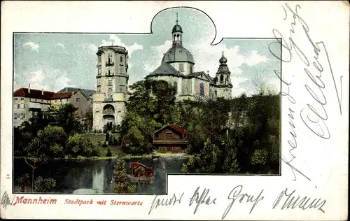 Ak Mannheim in Baden, Stadtpark mit Sternwarte