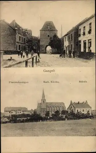 Ak Gangelt Nordrhein Westfalen, Pfarrwohnungen, katholische Kirche, Schule, Tor