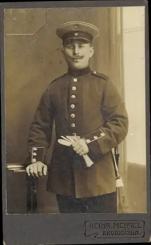CdV Krotoszyn Krotoschin Posen, Deutscher Soldat in Uniform, Standportrait