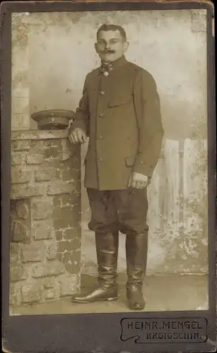 CdV Krotoszyn Krotoschin Posen, Deutscher Soldat in Uniform, Standportrait