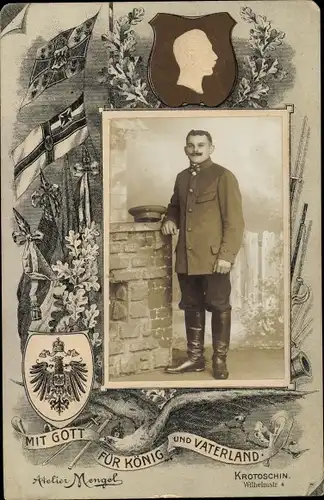 CdV Krotoszyn Krotoschin Posen, Deutscher Soldat in Uniform, Standportrait