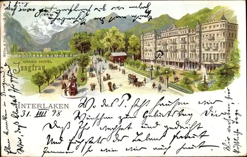 Litho Interlaken Kanton Bern Schweiz, Grand Hotel Jungfrau