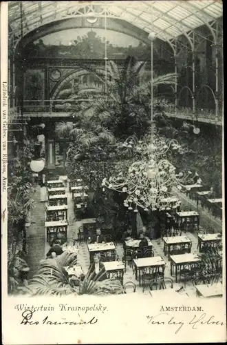 Ak Amsterdam Nordholland Niederlande, Wintertuin Krasnapolsky