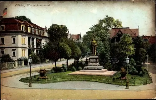 Ak Zittau in Sachsen, Bismarckdenkmal, Zieher 672