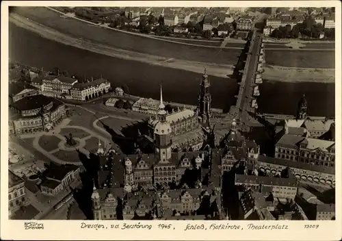 Ak Dresden Altstadt, Schloss, Hofkirche, Theaterplatz, Hahn 13009