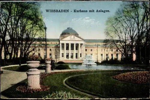 Ak Wiesbaden in Hessen, Kurhaus mit Anlagen