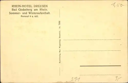 Ak Bad Godesberg Bonn am Rhein, Rheinhotel Dreesen, Dampfer