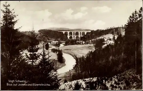 Ak Jocketa Pöhl im Vogtland, Elstertalbrücke