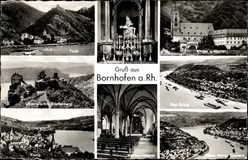 Ak Kamp Bornhofen am Rhein, Kloster, Kirche, Total, Sterrenberg, Liebenstein, Bad Salzig