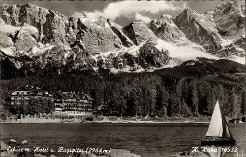 Ak Grainau im Kreis Garmisch Partenkirchen, Eibsee, Hotel, Zugspitze