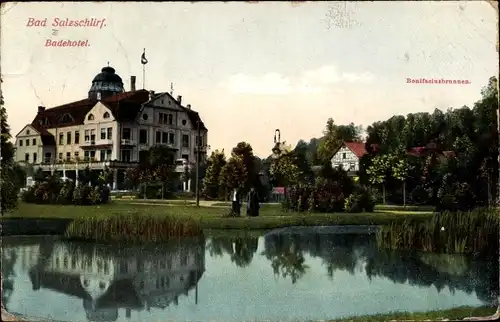 Ak Bad Salzschlirf in Hessen, Badehotel, Bonifaciusbrunnen