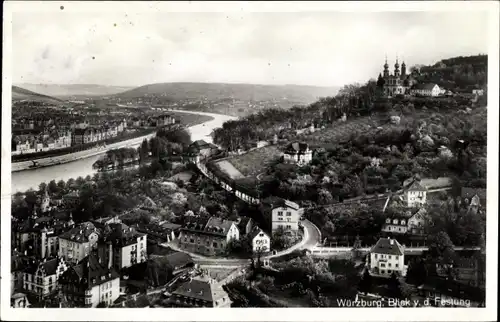 Ak Würzburg, Blick v. d. Festung