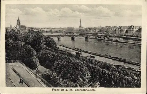 Ak Sachsenhausen Frankfurt am Main, Teilansicht mit Brücke