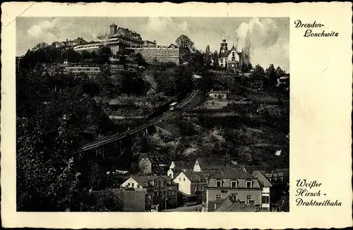 Ak Dresden Loschwitz, Weißer Hirsch-Drahtseilbahn